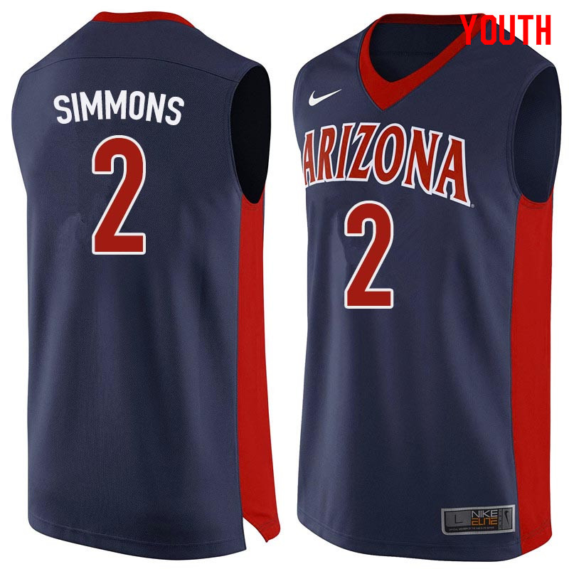 Youth Arizona Wildcats #2 Kobi Simmons College Basketball Jerseys Sale-Navy